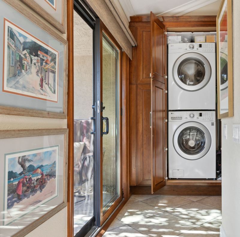 In-unit private laundry with full-size washer and dryer